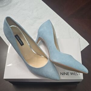 Nine West Ezra Light Blue Suede Heels